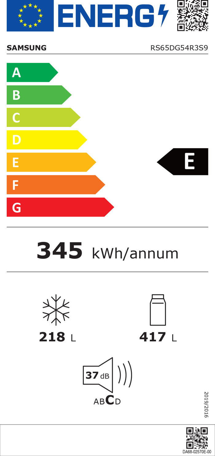 Samsung RS65DG54R3S9EF WiFi energy label