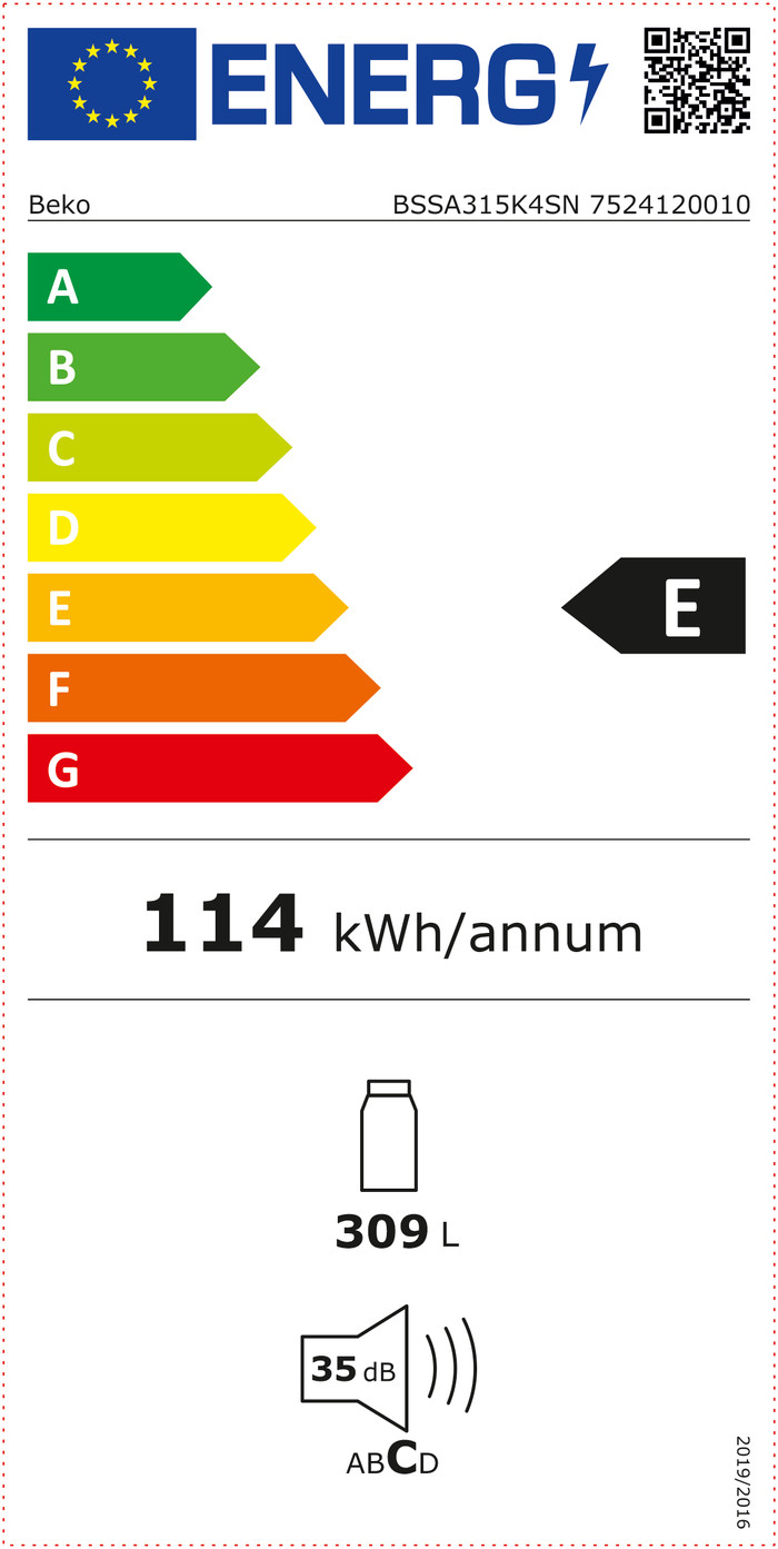 Beko BSSA315K4SN energy label