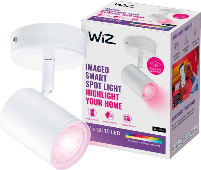 WiZ 1 spot Imageo wit - Gekleurd en Wit licht - GU10 voorkant