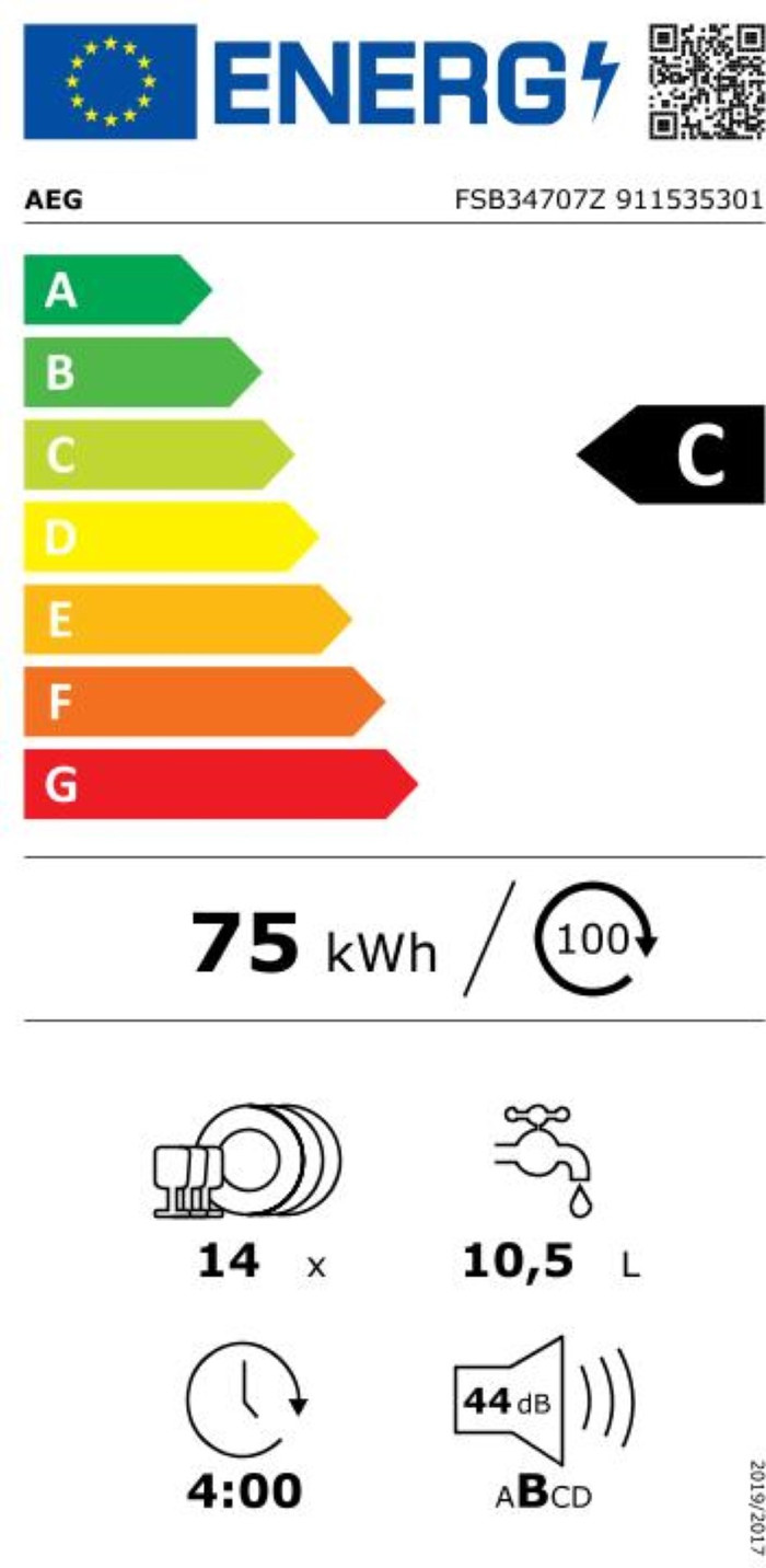 AEG FSB34707Z 3000 serie AirDry energielabel
