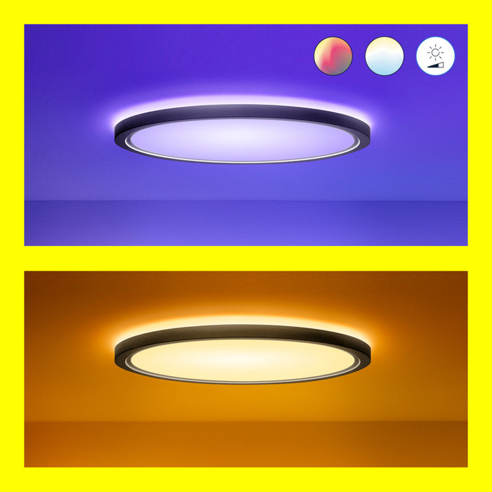 WiZ Ceiling Lamp - SuperSlim - Black - Colored and White Light visual supplier