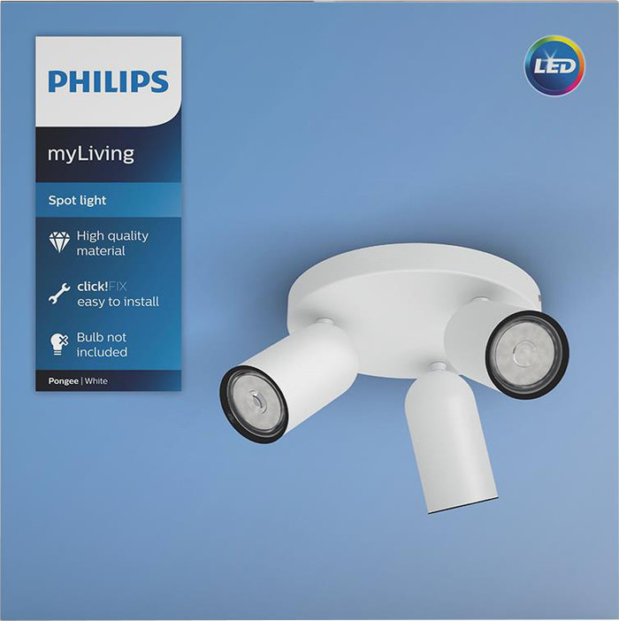 Philips Pongee opbouwspot - 3 spots - wit verpakking