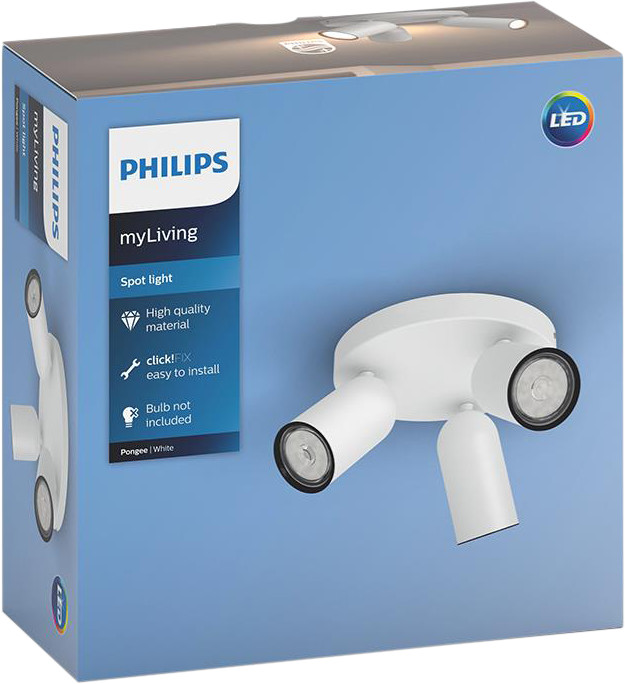 Philips Pongee opbouwspot - 3 spots - wit verpakking