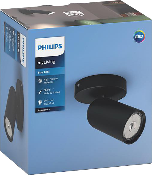 Philips Pongee opbouwspot - 1 spot - zwart verpakking
