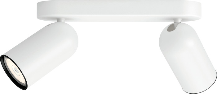 Philips Pongee opbouwspot - 2 spots - wit + Philips Hue White Ambiance GU10 (2x) voorkant