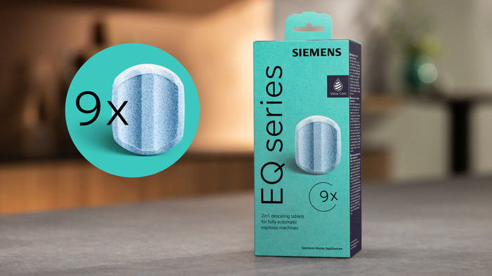 Siemens 9x ontkalkingstabletten TZ80032A product in gebruik