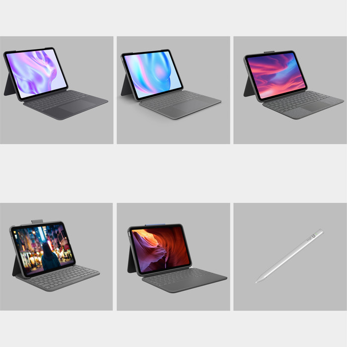 Logitech Combo Touch Apple iPad Air 11 Zoll (2025/2024) Tastaturhülle QWERTZ Grau visueller lieferant