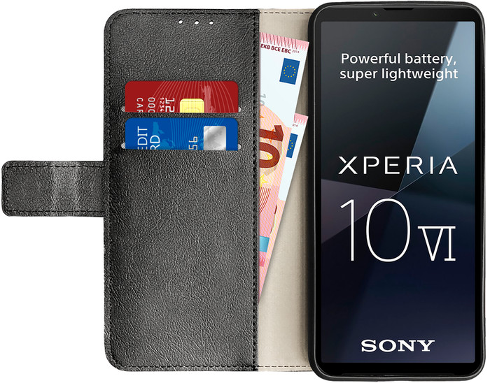 Just in Case Wallet Sony Xperia 10 VI Book Case Zwart binnenkant