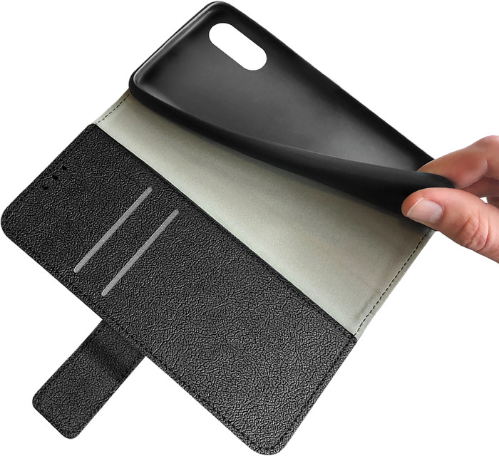 Just in Case Wallet Sony Xperia 10 VI Book Case Zwart product in gebruik