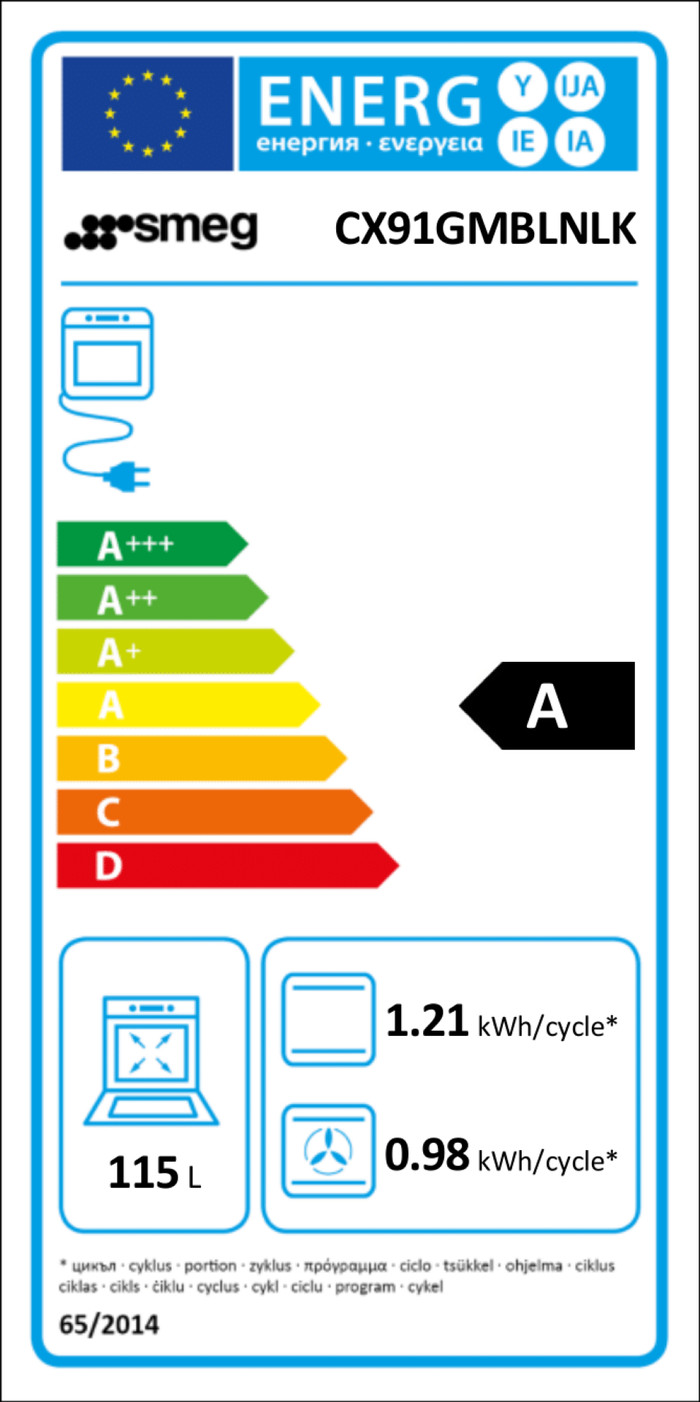 SMEG CX91GMBLNLK energielabel