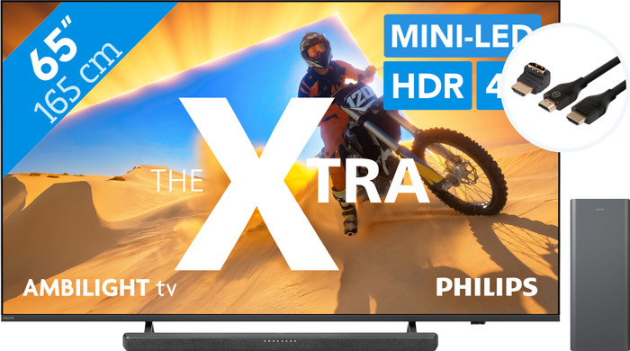 Philips The Xtra 65PML9009 - QD Mini-led (2024) + Philips TAB6309 + BlueBuilt HDMI kabel Main Image
