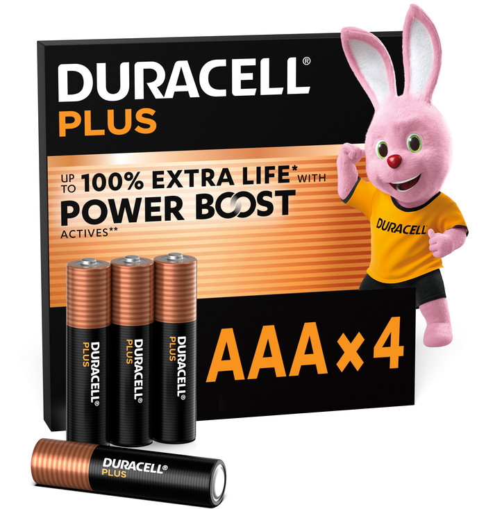 Duracell Alkaline Plus AAA batteries 4 units Main Image