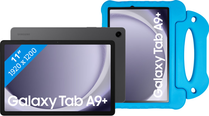 Samsung Galaxy Tab A9 Plus 11 inch 128GB Wifi Grijs + BlueBuilt Kids Cover Blauw Main Image