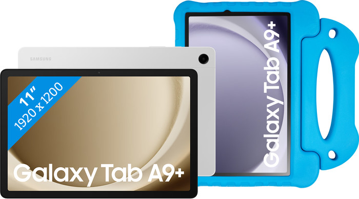Samsung Galaxy Tab A9 Plus 11 inch 128GB Wifi Zilver + BlueBuilt Kids Cover Blauw Main Image