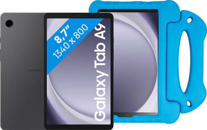 Samsung Galaxy Tab A9 8,7 inch 128GB Wifi Grijs + BlueBuilt Kids Cover Blauw Main Image