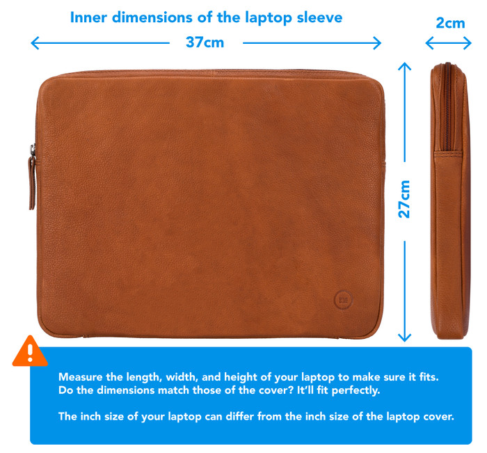 BlueBuilt 15 - 16 inches Laptop Sleeve Width 36 - 37cm Leather Cognac visual Coolblue 2