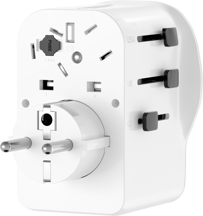 BlueBuilt Universele Wereldstekker 65 Watt achterkant