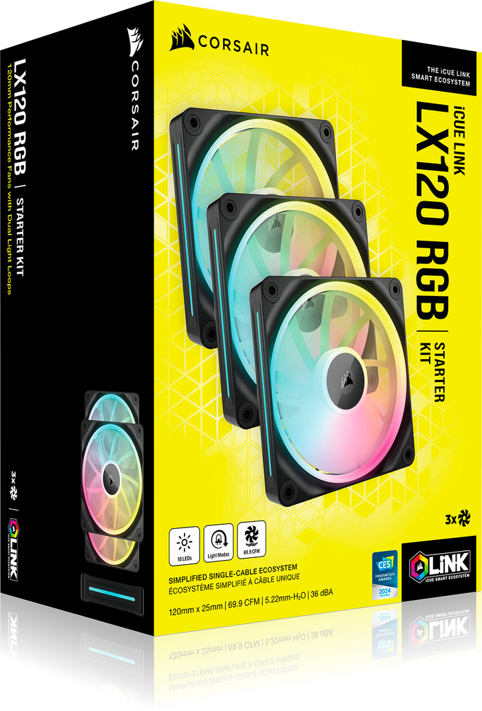 CORSAIR iCUE LINK LX120 RGB - Triple Fan Kit packaging
