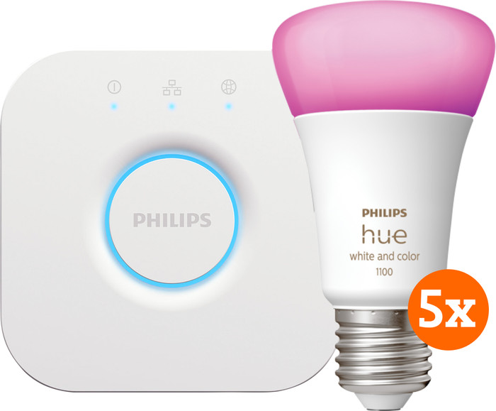 Philips Hue White and Color Starter Pack met 5 lampen + Bridge Main Image