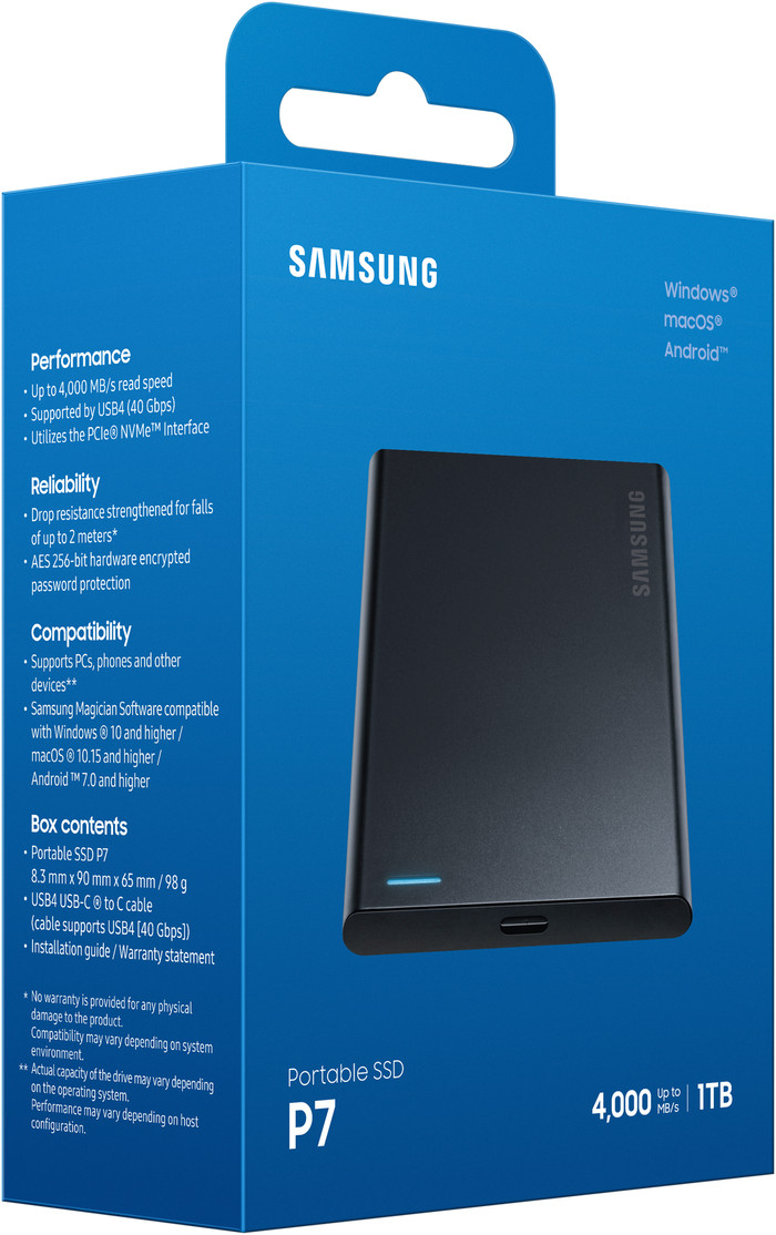 Samsung P7 Portable SSD 1TB verpakking