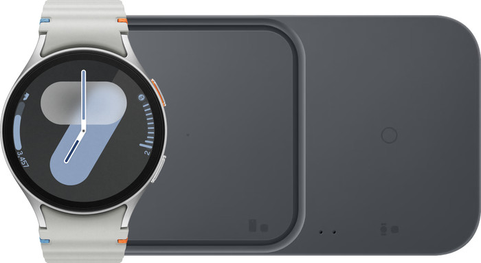 Samsung Galaxy Watch7 Silber 44 mm + Kabelloses Duo-Ladegerät Main Image