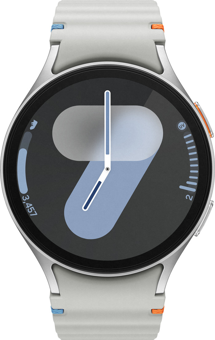 Samsung Galaxy Watch 7 Zilver 44mm + Oplader 25W voorkant