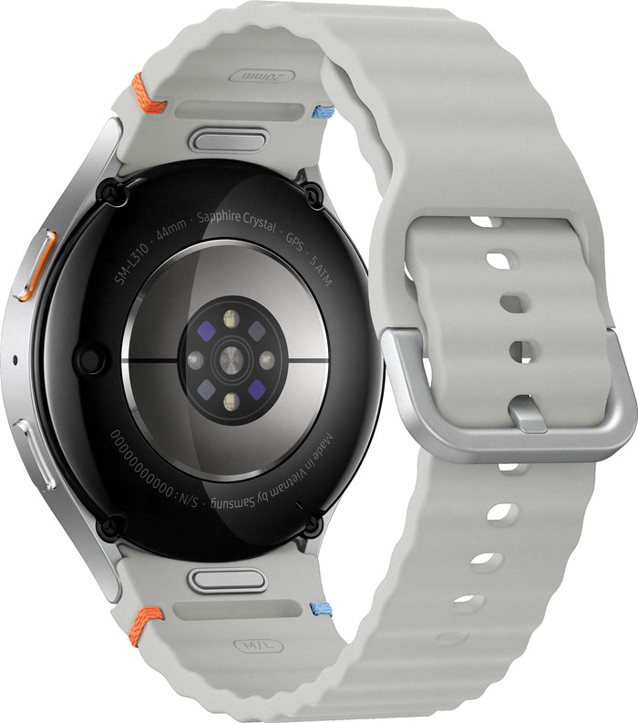 Samsung Galaxy Watch 7 Zilver 44mm + Oplader 25W achterkant