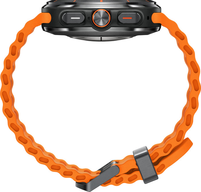 Samsung Galaxy Watch Ultra 4G Grijs/Oranje 47mm + Duo Draadloze Oplader rechterkant