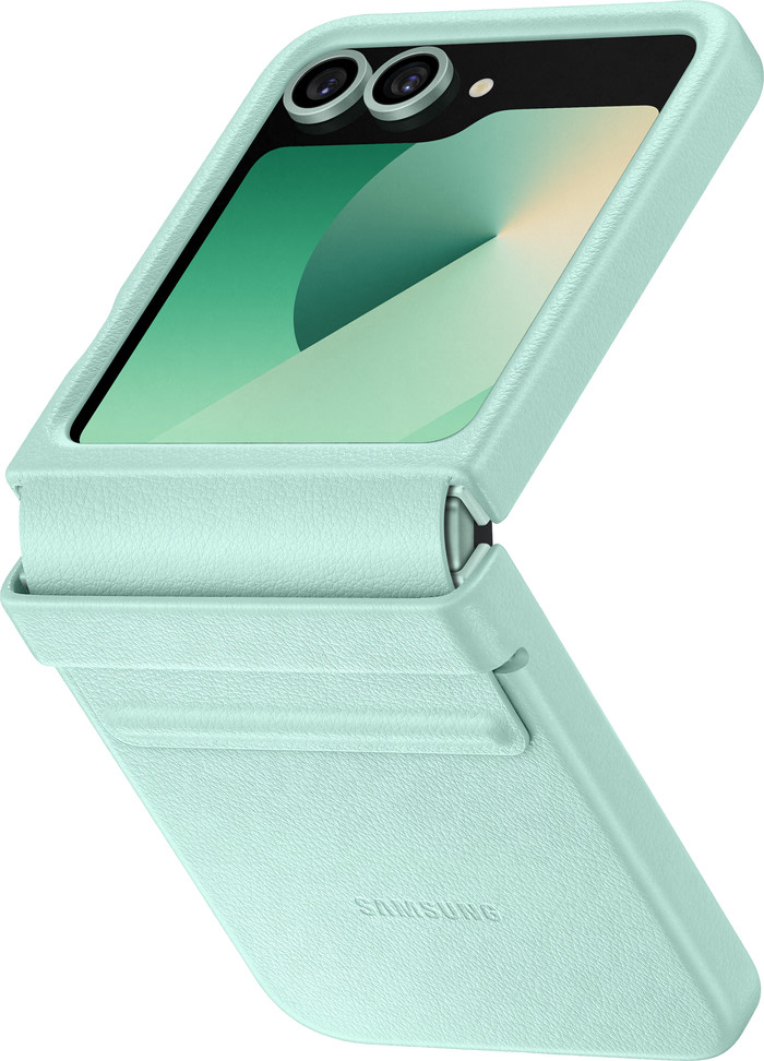 Samsung Galaxy Z Flip 6 Back Cover Kunstleer Mint linkerkant