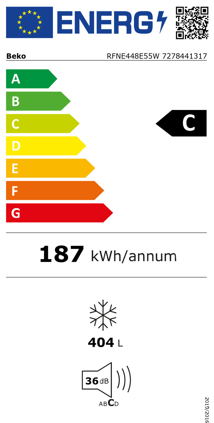 Beko RFNE448E55W energielabel
