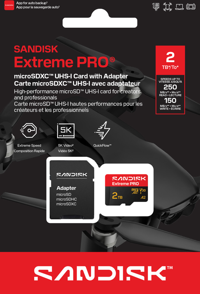 SANDISK Extreme PRO microSDXC 2TB 250MB/s verpakking