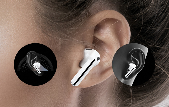 Samsung Galaxy Buds3 Weiß produkt in gebrauch