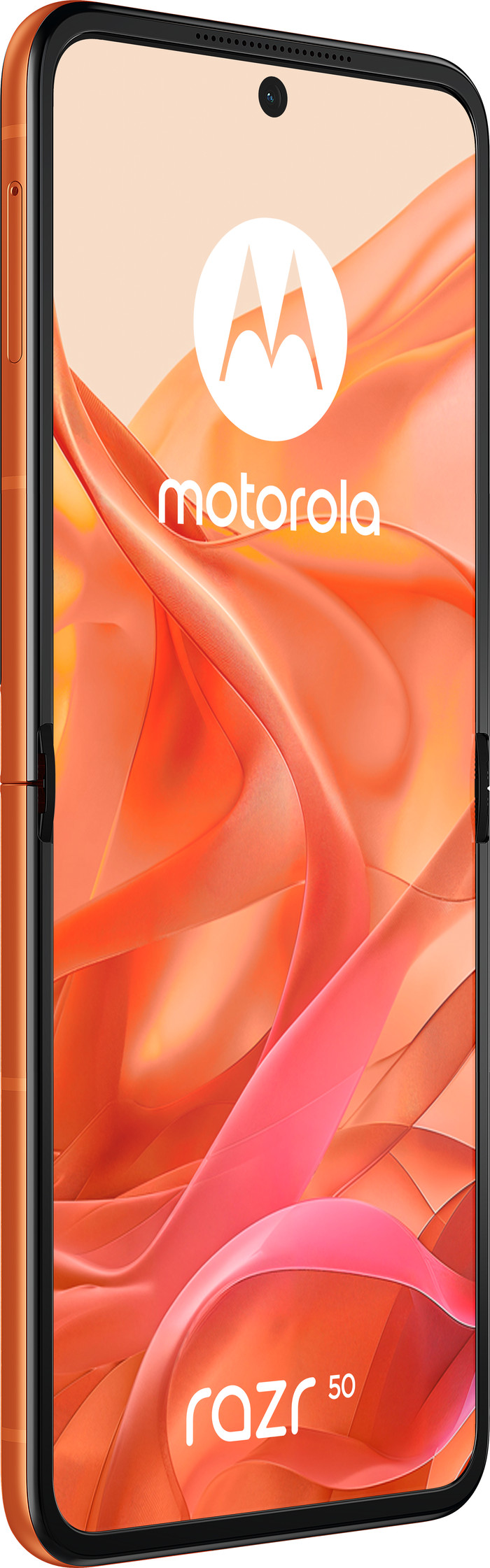 Motorola Razr 50 256GB Oranje 5G + Motorola Oplader 30W Zwart + Usb C Kabel 1m Zwart voorkant