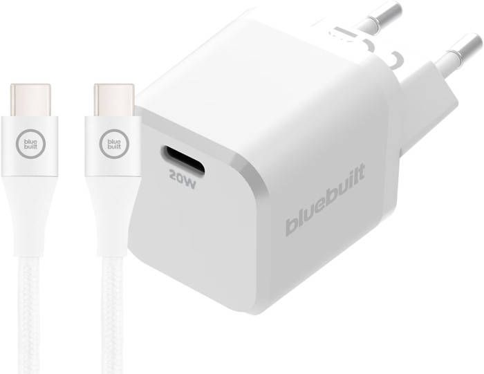 BlueBuilt Power Delivery Oplader 20W + Usb C Kabel 3m Nylon Wit Main Image