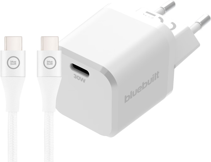 BlueBuilt Power Delivery Oplader 30W + Usb C Kabel 1,5m Nylon Wit Main Image