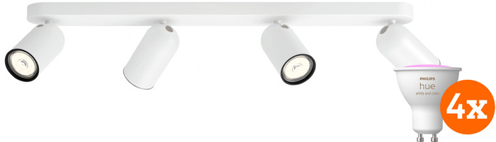 Philips Pongee opbouwspot - 4 spots - wit + Philips Hue White and Color GU10 (4x) Main Image