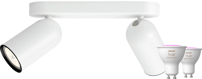 Philips Pongee opbouwspot - 2 spots - wit + Philips Hue White and Color GU10 (2x) Main Image