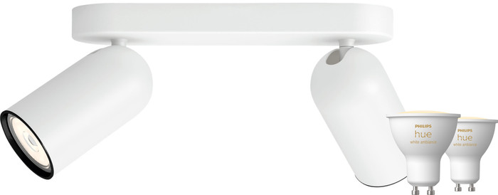 Philips Pongee opbouwspot - 2 spots - wit + Philips Hue White Ambiance GU10 (2x) Main Image