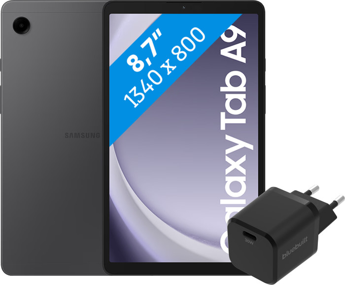 Samsung Galaxy Tab A9 8,7 inch 64GB Wifi Grijs + BlueBuilt Oplader Main Image