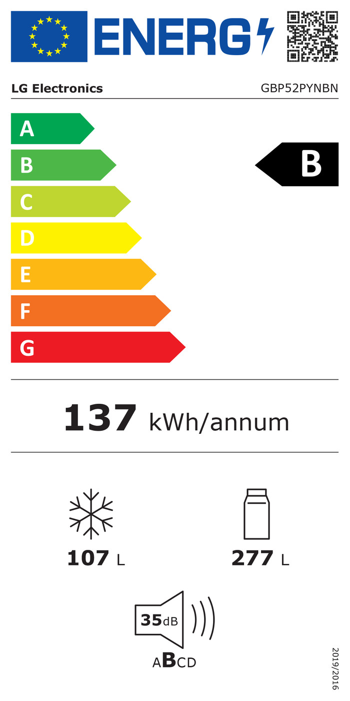 LG GBP52PYNBN energielabel