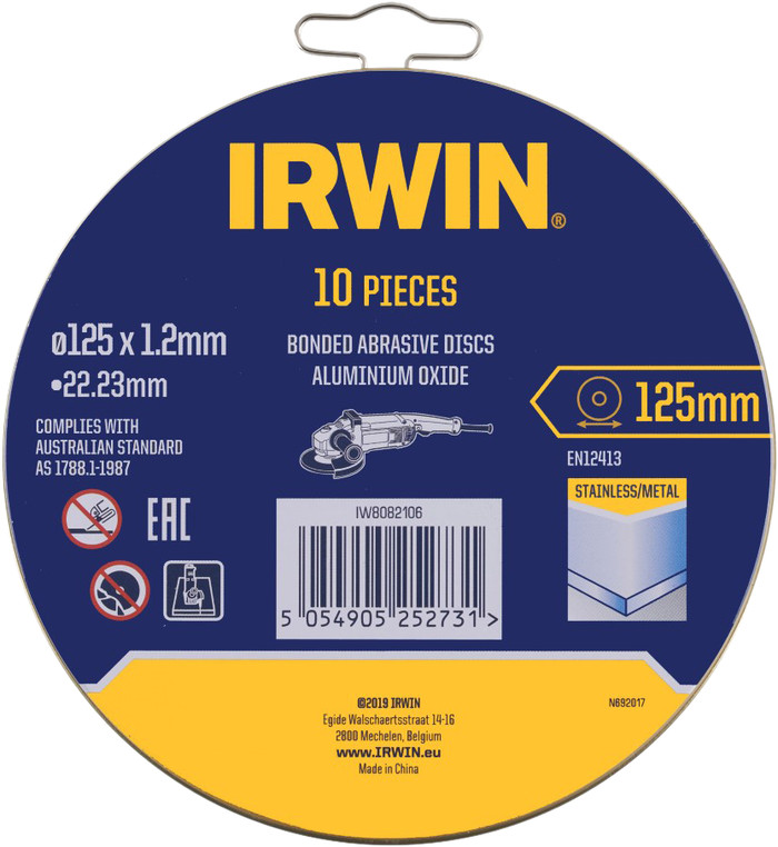 Irwin Doorslijpschijven Metaal 125x1,2mm 10 stuks verpakking
