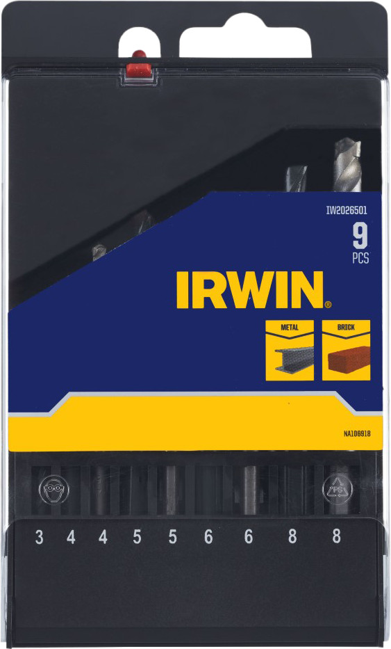Irwin 9-piece Metal and Concrete Drill Bit Set packaging