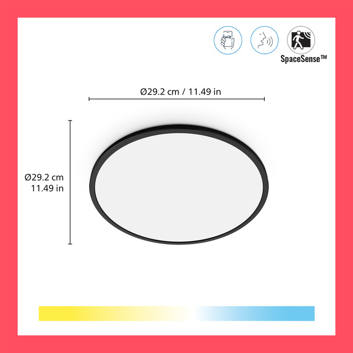 WiZ Ceiling Lamp SuperSlim - All Shades of White Light - Black front