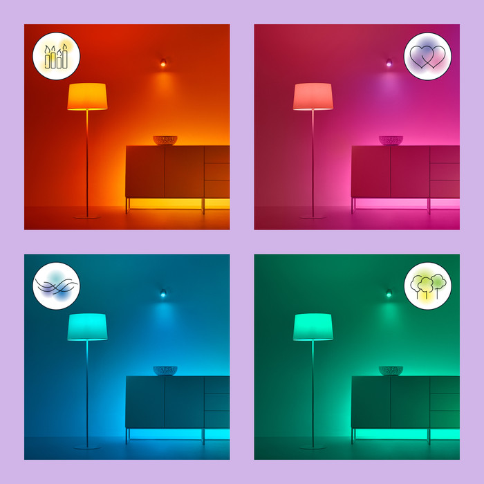 WiZ 4 Spots Imageo Square- Colored and White Light - GU10 - White visual supplier