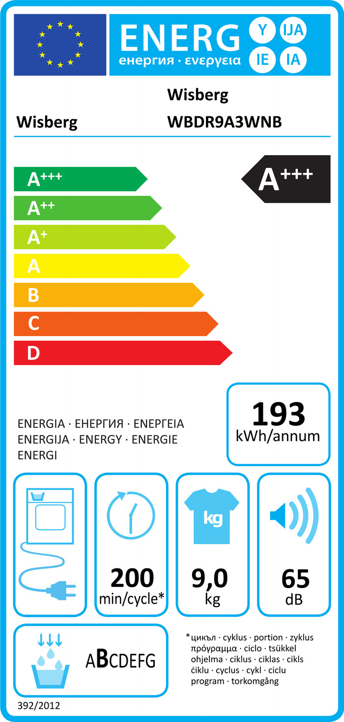 Wisberg WBDR9A3WNB energielabel