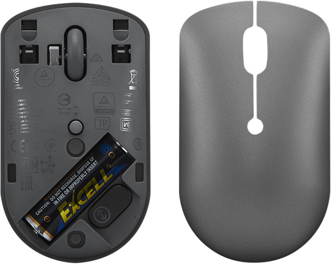 Lenovo 540 USB C Compacte Draadloze Muis Grijs onderkant