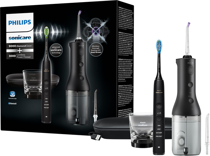 Philips Sonicare DiamondClean 9000 HX3886/43 + Power Flosser Zwart accessoire