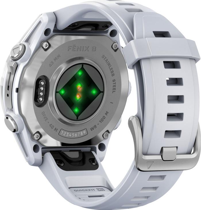 Garmin Fenix 8 Silver/White 43mm back