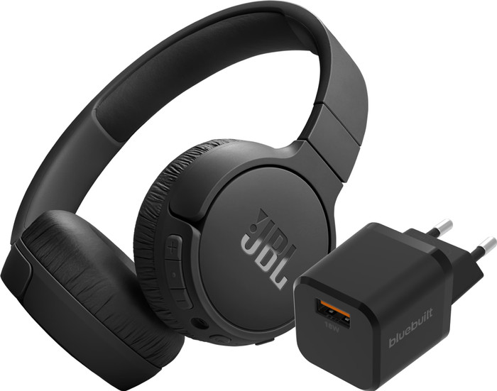 JBL Tune 670NC Zwart + BlueBuilt Quick Charge Oplader met Usb A Poort 18W Zwart Main Image