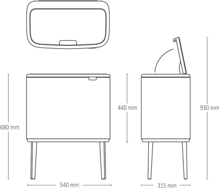 Brabantia Bo Touch Bin Prullenbak 3 x 11 liter Matt Steel Fingerprint Proof visual leverancier